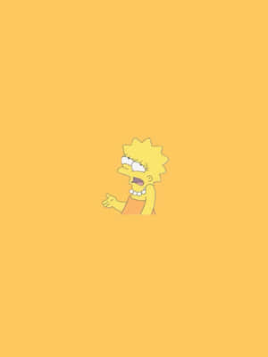 Lisa Simpson 卡通角色，戴著珍珠項鍊，頭髮尖刺，黃色背景。 — 卡通 壁紙