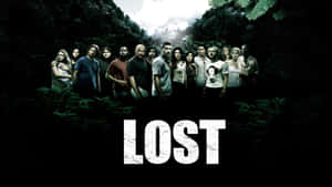 《Lost》的演員們站在叢林中，下方有標題文字 — 電視 壁紙