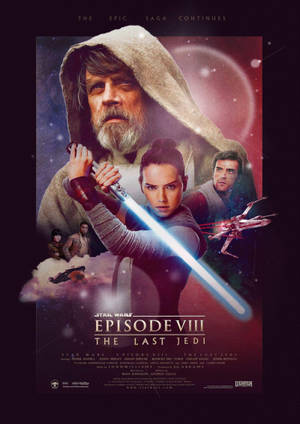 星際大戰海報， featuring Luke Skywalker 和 Rey 在太空中手持光劍。 — IQOO Pad5 壁紙