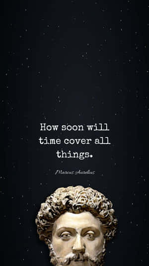 Marcus Aurelius 的大理石半身像，背景為星空，並疊加名言。 — 語錄 壁紙