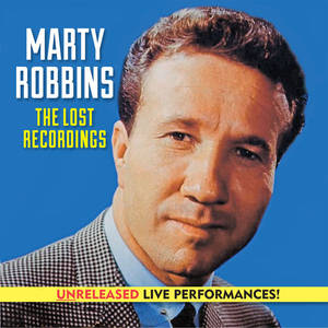 Marty Robbins 在《The Lost Recordings》專輯封面上的肖像，附有黃色橫幅。 — 音樂 壁紙