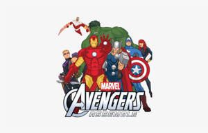 Marvel Avengers Assemble 團隊標誌， featuring Iron Man、Hulk 和 Captain America。 — 漫威復仇者聯盟 壁紙