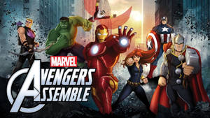 Marvel Avengers Assemble 團隊在毀滅的城市中英勇地擺姿勢。 — 漫威復仇者聯盟 壁紙