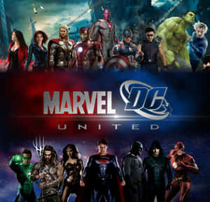 Marvel 和 DC 超級英雄在動態戰鬥場景中團結一致。 — 正義聯盟 壁紙