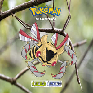 Mega Ninjask，一隻寶可夢，掛在森林的樹枝上。 — 樂高旋風忍者 壁紙