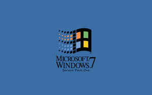 藍色背景上的 Windows 7 Service Pack One 標誌 — Windows 95 動態圖 壁紙