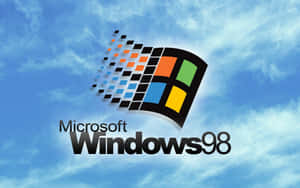 Microsoft Windows 98 標誌在藍天白雲背景下 — Windows 95 動態圖 壁紙