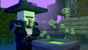 Minecraft 女巫在暮色森林中釀造藥水 — 我的世界苦力怕 壁紙