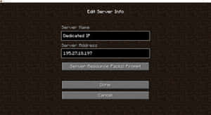 Minecraft 伺服器設定畫面，帶有輸入欄位和按鈕。 — 可愛 Minecraft 壁紙