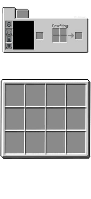 Minecraft 合成畫面，帶有庫存網格和合成台 — iPhone 16e 壁紙