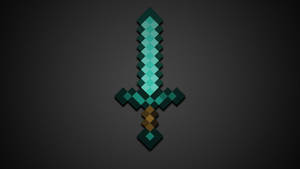 Minecraft 的像素化鑽石劍，深灰色背景 — 電玩遊戲 GIF 壁紙