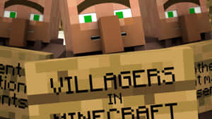 Minecraft村民以像素方塊風格手持標語牌。 — 我的世界 壁紙