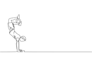 連續線條畫中做分腿倒立的人。 — 低對比 壁紙
