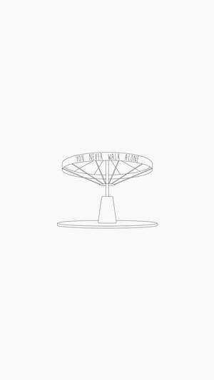 一幅刻有 you never walk alone 字句的旋轉木馬極簡線條畫。 — BTS 壁紙