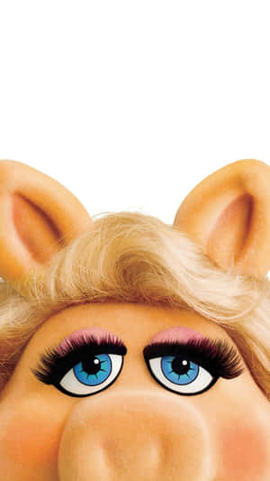 Miss Piggy 的藍色眼睛和金色頭髮的特寫臉部。 — 妙妙熊仔 壁紙
