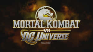 Mortal Kombat vs DC Universe 遊戲標誌，帶有龍形徽章和按開始文字。 — 傳說對決英雄 壁紙