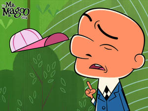 Mr Magoo 在綠色樹葉環境中困惑地向上指。 — 糊塗先生 壁紙