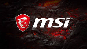 MSI 遊戲品牌標誌，紅色龍在裂紋熔岩背景上。 — 微星 壁紙