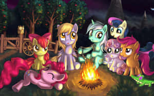 My Little Pony 角色們在星空下享受營火。 — 可愛的馬 壁紙