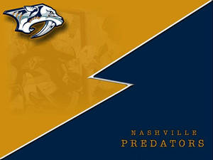 Nashville Predators 冰球隊標誌和名稱，背景為金色和海軍藍色分割。 — 納許維爾掠奪者 壁紙