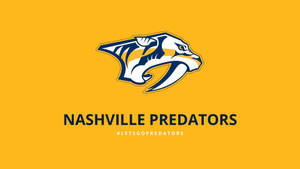 Nashville Predators 標誌，附有球隊名稱和主題標籤，置於橙色背景上。