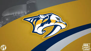Nashville Predators NHL 標誌，背景是模糊的競技場。