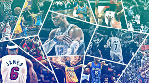比賽中NBA籃球運動員的動作拼貼。 — 酷籃球 壁紙