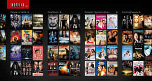 Netflix 串流服務主頁，顯示按類型分類的電影和節目縮圖。 — 高對比 壁紙