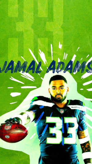 身穿海鷹隊球衣的橄欖球運動員 Jamal Adams 手持橄欖球。 — 史蒂芬·亞當斯 壁紙