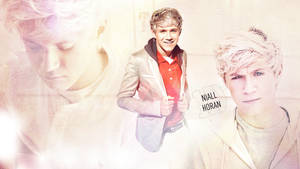 Niall Horan 的粉彩色調肖像拼貼，帶有分層圖像和柔和燈光。 — 紅頭罩 壁紙