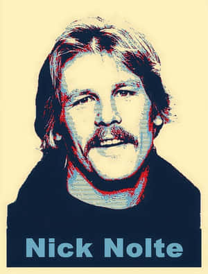 演員 Nick Nolte 的風格化肖像，帶有紅、藍、奶油色半色調效果。 — 3:4 壁紙