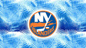 NY Islanders 冰球隊標誌在冰冷的藍色背景上。 — 紅色與藍色 壁紙