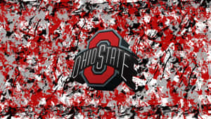 Ohio State 標誌在紅、黑、白潑濺背景上。 — 俄亥俄州立大學 壁紙