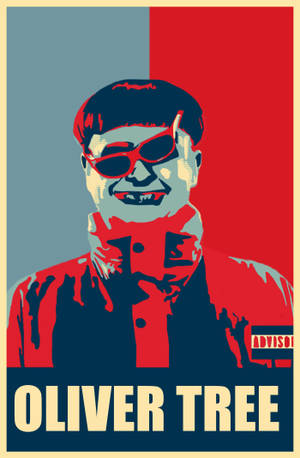 音樂人 Oliver Tree 戴著紅色太陽眼鏡和紅色外套的普普藝術海報。 — 榮耀MagicPad 3 Pro 12.3 壁紙