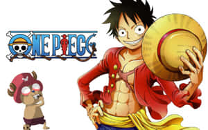 《One Piece》中的魯夫和喬巴與節目標誌一起微笑。 — 魯夫美學 壁紙