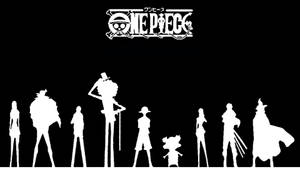 《One Piece》動漫角色以白色剪影形式呈現，背景為黑色。 — 神鬼奇航 壁紙