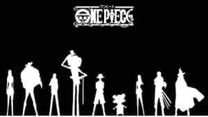 One Piece 動畫角色以白色剪影形式呈現，背景為黑色。 — 夜魔俠 壁紙