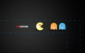 Pac-Man 和兩個驚恐的鬼魂面對一個致命系統錯誤訊息。 — 搞笑貓咪 壁紙