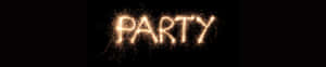 「PARTY」一詞由閃爍的煙火在黑色背景上形成。 — 丘陵景觀 壁紙