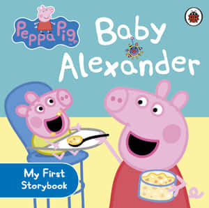 Peppa Pig 在用餐時間用湯匙餵她的弟弟 Alexander。 — iPad Air 13 壁紙