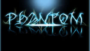 在黑暗背景上發出藍色電光的文字，拼出phantom。 — 暗色 壁紙