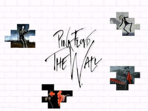 白色磚牆上的 Pink Floyd The Wall 專輯藝術拼圖碎片。 — 平克·弗洛伊德 壁紙