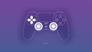 紫色漸層背景上的白色 PlayStation 4 手把輪廓。 — 紫色 壁紙