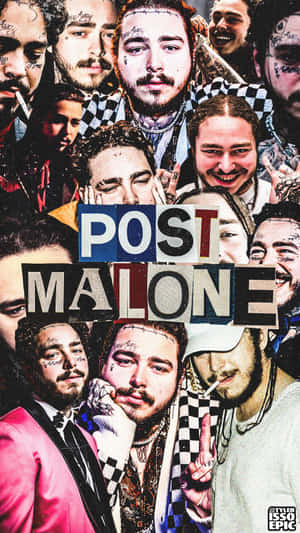 Post Malone 帶有刺青和格子圖案的拼貼畫。 — 波斯特·马龙 壁紙