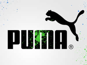 Puma 品牌標誌，帶有黑色貓剪影和綠色油漆潑點。 — Off white 標誌 壁紙