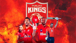 Punjab Kings 板球隊員身穿紅色制服，在熾熱的宇宙背景前慶祝。 — 巴基斯坦板球 壁紙