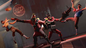 紅隊角色在倉庫內進行空中戰鬥。 — Tf2 壁紙