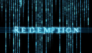 藍色發光文字 redemption 搭配黑色背景上下降的數位代碼 — 靈性動圖 壁紙