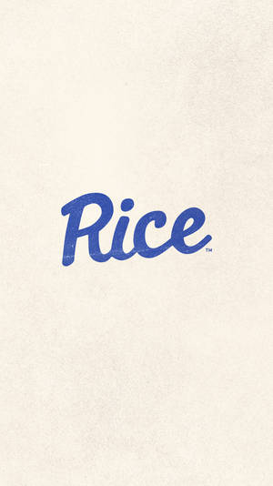 在帶紋理的奶油色背景上，藍色草書文字寫著 Rice。 — 美學 壁紙