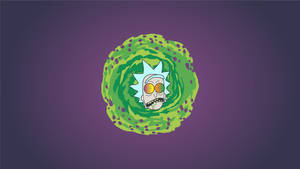 Rick Sanchez 在綠色傳送門中，表情震驚，背景為紫色。 — 瑞克和莫蒂 4K 壁紙